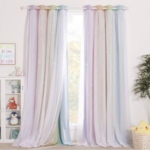 #7- NICETOWN 6PC. Star Cutout Layered Rainbow Blackout Curtains